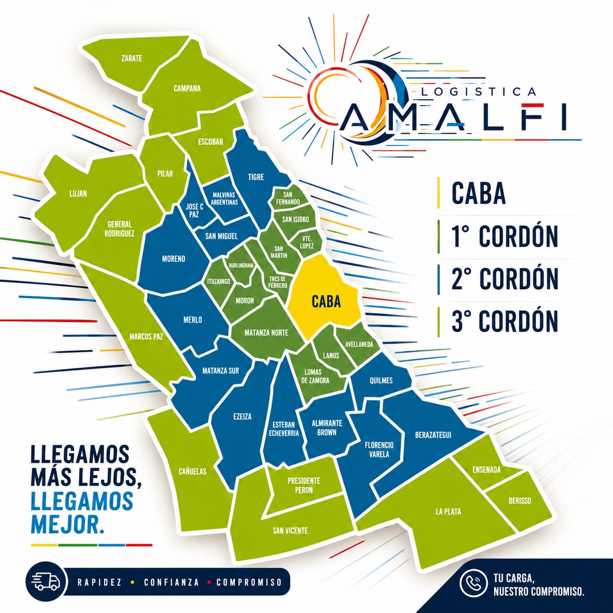 Mapa de zonas de envío de AMALFI Logística